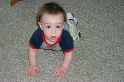 Putting one hand in front of the other. 